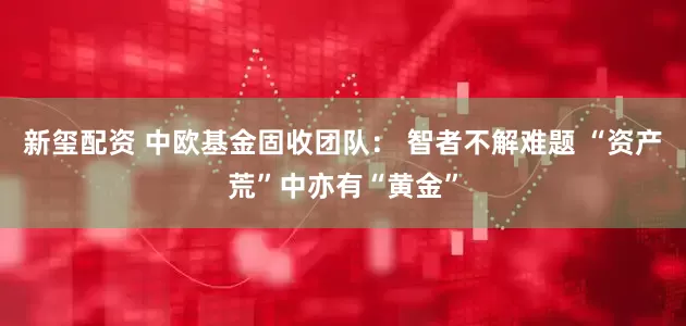 新玺配资 中欧基金固收团队： 智者不解难题 “资产荒”中亦有“黄金”