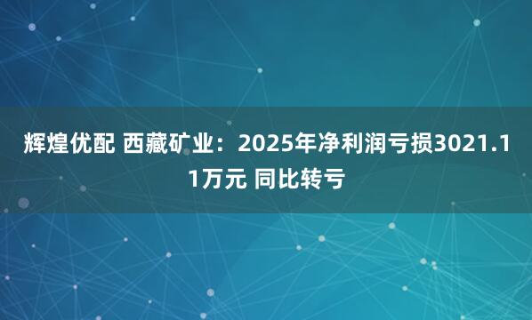 辉煌优配 西藏矿业：2025年净利润亏损3021.11万元 同比转亏