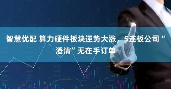 智慧优配 算力硬件板块逆势大涨,5连板公司“澄清”无在手订单