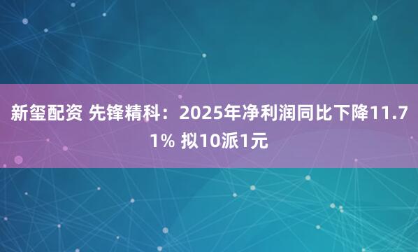 新玺配资 先锋精科:2025年净利润同比下降11.71% 拟10派1元